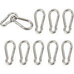 Lot de 10 mousquetons en acier inoxydable 304 trs rsistants  ressort m4 4 cm petit porte - cls pour ...