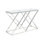 Pascal morabito - console charlotte de verre tremp et acier - chrom