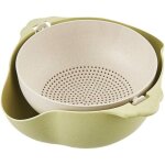 Passoire de cuisine multifonction 2 en 1 avec �gouttoir double couche et panier int�gr� - vert - 1 pi�ce ...