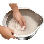 Passoire pour laver le riz, bol � riz en acier inoxydable, bol � riz en acier inoxydable, passoire � ...
