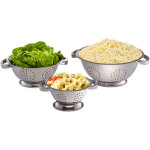 Passoire p�tes, lot de 3, �gouttoir � 15 cm, 20 cm & 25 cm, acier inoxydable, avec poign�es, cuisine, ...