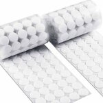 Pastilles adh�sives rondes 500 paires crochets et boucles auto - adh�sives blanc 15mm