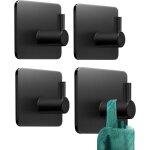Patre murale noire sans perage, lot de 4, crochet adhsif pour salle de bain, crochets adhsifs muraux ...