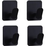 Pat�res noires, 6 x 5 cm, lot de 4, crochets adh�sifs sans per�age, crochets bec de canard en acier inoxydable ...