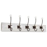 Patre portemanteau 10 accroches - bois - blanc - dcoration d'autrefois