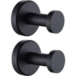 Pat�re de salle de bain lot de 2 crochets pour serviette de salle de bain noir mat, cintre rond en acier ...