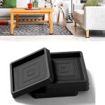 Patins carr�s antid�rapants en caoutchouc pour roulettes de canap� - lit, pieds en caoutchouc noir, 8, ...