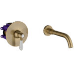 Paulgurkes robinet de lavabo en bronze laiton encastr� 2 trous