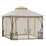 Pavillon de jardin 3x3 m, r�sistant aux intemp�ries avec kit d'ancrage, tente d'ext�rieur beige et noir, ...
