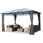 Pavillon de jardin 3x4 m impermable toit en polycarbonate alu deluxe tonnelle 8mm pavillon 4 cts partie ...