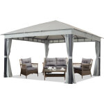 Toolport - pavillon de jardin 4x4 m alu premium env. 220 g / m bche impermable pavillon 4 cts tente ...
