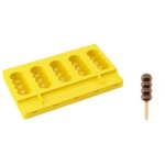 Pavoni moule silicone platinium bubbles snack jaune avec 50 batonnets bois