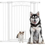 Pawhut barri�re de s�curit� pour chiens et chats, 76 - 104 cm avec 2 extensions, porte int�gr�e, hauteur ...