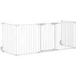 Pawhut - barri�re de s�curit� parc enclos chien modulable pliable porte verrouillable int�gr�e 5 panneaux ...