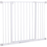 Pawhut - barri�re de s�curit� longueur r�glable dim. 76 - 107l x 76h cm sans per�age m�tal plastique ...