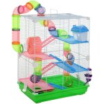 Pawhut - cage pour hamster souris rongeur 4 tages avec tunnels mangeoire roue maison chelles dim. 46l ...
