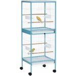Cage � oiseaux - pawhut - grande sur pied voli�re double mangeoires perchoirs plateau amovible - m�tal ...