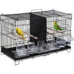 Cage  oiseaux dim. 59, 5l x 29, 8i x 35, 3h cm mangeoires perchoirs 4 portes plateau excrment amovible ...