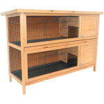 Clapier sur pieds cage � lapin double niveau plateaux excr�ments coulissants 4 portes verrouillables ...