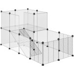 Pawhut enclos modulable diy pour lapin, cochon d'inde, chinchilla - 27 panneaux noir, cage design pour ...