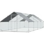 Pawhut - enclos poulailler chenil 24 m - parc grillag dim. 8l x 3l x 2h m - double espace couvert - ...