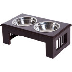 Gamelle double chien chat porte - gamelles surlev dim. 44l x 24l x 15h cm 2 gamelles acier inox. incluses ...