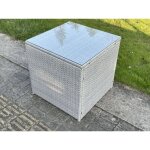 Fimous - pe rotin table d'appoint mobilier de jardin ext�rieur table basse gris clair