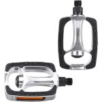 P�dales plates en aluminium - robustes, surface antid�rapante, bandes r�fl�chissantes, pour vtt, route ...