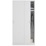 Pegane - armoire avec 2 portes coulissantes coloris blanc - dim : l 100 cm x h 200 x p 50 cm