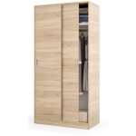 Armoire avec 2 portes coulissantes dcor chne canadien - dim : l 100 cm x h 200 x p 50 cm - pegane - ...