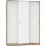 Pegane - armoire avec 3 portes coulissantes coloris cambrian / blanc - hauteur 200 x longueur 150 x profondeur ...