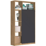 Pegane - armoire / meuble de rangement coloris ch�ne dor� / gris - hauteur 180 x longueur 100 x profondeur ...