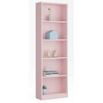Pegane - bibliothque avec 5 tagres coloris rose - 180 cm (hauteur) x 52 cm (longueur) x 25 cm (profondeur) ...