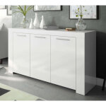Pegane - buffet avec 3 portes dcor blanc artic - 144 x 80 x 42 cm
