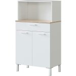 Buffet meuble cuisine 2 portes + tiroir coloris blanc artic / ch�ne canadien - hauteur 126 cm x longueur ...