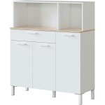 Buffet meuble cuisine 3 portes + tiroir coloris blanc artic / chne canadien - hauteur 126 cm x longueur ...