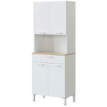 Buffet meuble cuisine 4 portes + tiroir coloris blanc artic / chne canadien - hauteur 186 cm x longueur ...