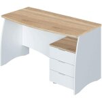 Pegane - bureau avec caisson de 3 tiroirs coloris blanc artic / ch�ne canadien - hauteur 74 x longueur ...