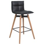 Pegane - chaise de bar en htre massif et polyester coloris noir - dim : 49, 5 x 96, 5 x 49, 5 cm