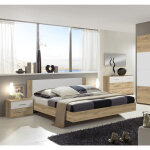 Chambre adulte 160 x 200 cm imitation chêne poutre / blanc pegane Chambre adulte 160 x 200 cm imitation chêne poutre / blanc pegane