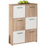Pegane - commode de 6 portes chêne de sonoma, dim : 77 x 30 x 115 cm Pegane - commode de 6 portes chêne de sonoma, dim : 77 x 30 x 115 cm