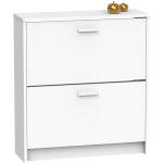 Pegane - commode meuble � chaussures 2 portes coloris blanc - hauteur 82 x longueur 74 x profondeur 25 ...