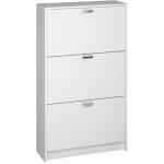 Pegane - commode meuble � chaussures, coloris blanc - longueur 70 x hauteur 120 x profondeur 25 cm