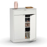 Pegane - commode meuble � chaussures coloris blanc brillant - hauteur 101 x longueur 75 x profondeur ...