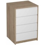 Pegane - commode meuble de rangement coloris ch�ne / blanc - longueur 50 x hauteur 73. 4 x profondeur ...