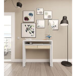 Console extensible coloris blanc et ch�ne - dim : 88 x 99 x 36 cm - pegane -