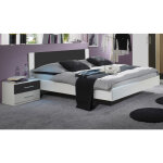 Lit adulte avec 2 chevets 160 x 200 cm coloris blanc / anthracite pegane