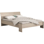Pegane - lit en bois coloris chne shannon - dim : 140 x 190 / 200 cm