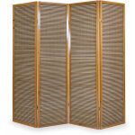 Pegane - paravent bois et bambou brun - 4 pans Pegane - paravent bois et bambou brun - 4 pans