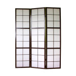 Pegane - paravent japonais shoji en bois noir de 3 pans Pegane - paravent japonais shoji en bois noir de 3 pans